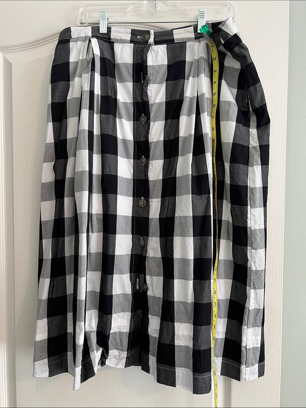 Who What Wear Black and White Buffalo Check Button-Front Skirt size 16